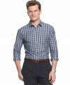 Check into polished plaid style with this slim-fit shirt from Alfani Red.