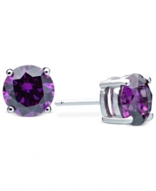 Celebrate your favorite month of the year with these February birthstone earrings by CRISLU. Stud earrings feature round-cut, amethyst-colored cubic zirconias (3 ct. t.w.) set in sterling silver with a platinum finish. Approximate diameter: 1/4 inch.