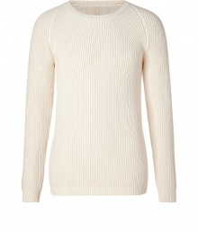 A contemporary take on the classic pullover, Jil Sanders modern ribbed sweater is as versatile as it is chic - Round neckline, raglan ribbed long sleeves - Slim fit - Wear with a button-down, tailored trousers and lace-ups