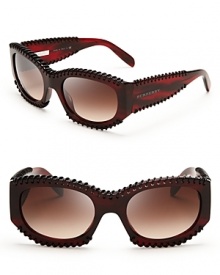 Burberry has the ultra-stylish cat eye silhouette all wrapped up-literally-in whipstiched leather.