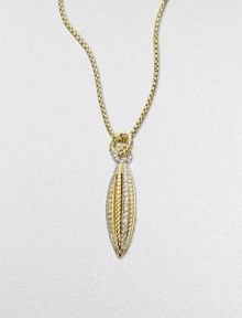 From the Lantana Collection. A brilliant pendant with rows of dazzling diamonds between pretty cables crafted in radiant 18k gold on a box link chain. Diamonds, .34 tcw18k goldPendant length, about 1¼Necklace length, about 17 to 18 adjustableJump ring closureImported 