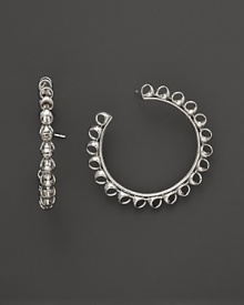 Bold sterling silver hoop earrings showcase Di MODOLO's unique Triadra cages.