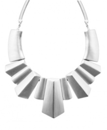 Attract attention in this head-turning necklace. Bar III's art deco-inspired statement maker features a chunky, geometric design set in matte silver tone mixed metal. Approximate length: 23-1/2 inches + 3-inch extender. Approximate drop: 6 inches.