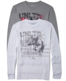 Leave your to do list for later as you continue to chillax with this long sleeve crewneck thermal t-shirt by Ecko Unltd.