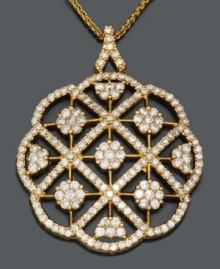 Gorgeous round-cut diamonds (2 ct. t.w.) form an exquisite flower on this 14k gold pendant from Effy Collection. Approximate length: 18 inches. Approximate drop: 1-1/2 inches.