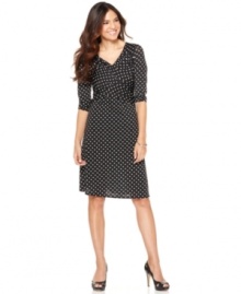 Looking your best is easy in this petite B-Slim dress by Elementz, featuring a built-in slimming lining for a smooth silhouette. A polka-dot print is a pretty update to this timeless silhouette!