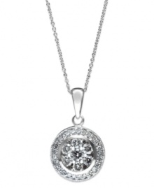 Sparkle comes full circle on EFFY Collection's stunning Mystere pendant. Round-cut diamonds (1 ct. t.w.) adorn the interior of this circular style. Crafted in 14k white gold. Approximate length: 18 inches. Approximate drop: 13/16 inch.