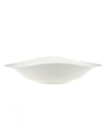 Make a chic style statement with the Dune Lines oval deep bowl. The distinctive, free form shape, soft lines and ribbed surface combine for truly modern elegance. An imperfect glaze conveys natural grace.