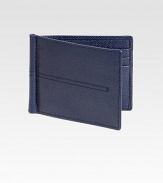 Textured leather design enhanced by stitch detail and interior money clip.Six card slotsLeather4½W x 3½HMade in Italy