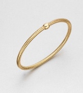 A simple, yet beautiful design with a single bead on a textured mesh bangle. 18k goldLength, about 7Slip-on designMade in Italy 