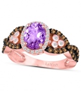 The total package. Le Vian's stunning oval-cut amethyst ring (9/10 ct. t.w.) pops against a braided frame of round-cut chocolate diamonds (1/2 ct. t.w.) and white diamonds (1/8 ct. t.w.). Set in 14k rose gold. Size 7.