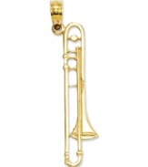 The perfect gift for the leader of the band. This intricate charm features a detailed trombone in 14k gold. Chain not included. Approximate length: 1-1/5 inches. Approximate width: 3/10 inch.