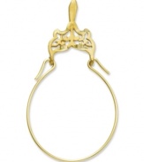 Keep all your favorite charms in place. This pretty polished charm holder features a fancy filigree design in 14k gold. Chain not included. Approximate length: 1-2/5 inches. Approximate width: 9/10 inch.