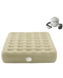 Every great adventure begins with a great night's sleep! Aerobed's twin air mattress sets you up for a restful slumber with an incredibly soft flocked surface that keeps sheets in place, an extra-high construction with ultra-supportive coils, a built-in pillow for at-home luxury and a quick inflation time of less than one minute.