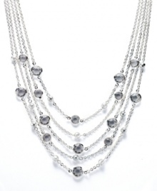 Levels of loveliness, by Alfani. This five-row illusion necklace boasts clear beads for added alure. Set in silver tone mixed metal. Approximate length: 18 inches + 3-inch extender. Approximate drop: 2-1/2 inches.