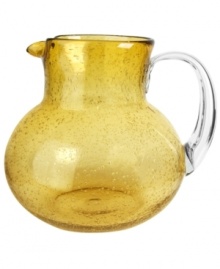 The eye-catching Iris pitcher makes a big impact in any setting with a fresh citrine color and tiny bubbles trapped in dishwasher-safe glass. From Artland's serveware collection.