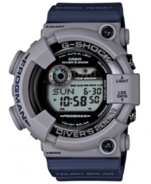 With a dive timer and moon/tide graphs, this Frogman watch by G-Shock lets you dive to new adventurous depths. Features self-charging Tough Solar power, never needing a battery.