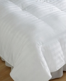 A Lauren Ralph Lauren comforter for a truly tranquil night's sleep. The Down Alternative twin comforter features a cabana striped cover with cotton cording and is finished with an embroidered logo. A 1 gusset for superior loft keeps the comforter's shape.