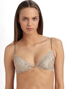 Romantic floral lace with a stunning demi design and slim satin shoulder straps.Lace with scalloped edges Lined bottom cups with underwire Slim satin adjustable straps Back double hook-and-eye closure Back metal logo tag 89% polyamide/10% elastane/1% silk Hand wash Imported Please note: We recommend ordering one cup size up as this style runs small. 