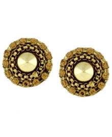 All that glitters in gold. BCBGeneration's chic button studs glisten in gold tone mixed metal with sparkling glass accents. Approximate diameter: 1-1/2 inches.