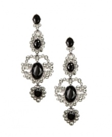 Dramatic drops. Embellished with jet and black glass accents, Givenchy's chandelier earrings will make a striking statement with an elegant evening ensemble. Crafted in silver tone mixed metal. Approximate drop: 3 inches.