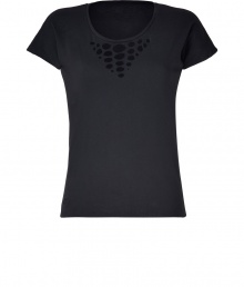 Rocker-chic looks get a super soft finish with Zadig & Voltaires cut-out cotton tee - Scooped neckline, short sleeves, cut-out holes at neckline - Easy straight fit - Pair with sleek leather leggings and edgy studded ankle boots