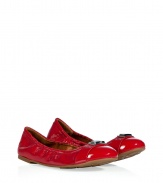 With their radiant shade of red patent leather, Marc by Marc Jacobs flats are a versatile, fun choice for spring - Round toe, front strap with logo engraved metal plaque, elasticized topline - Flat, comfortable rubber sole - Wear with everything from jeans and tees to bright printed dresses