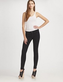 Ultra-slim stretch denim fits you like a second skin, styled with zippers at the hem for a contemporary edge.THE FITSlim fitRise, about 8Inseam, about 31THE DETAILSZip flyFive-pocket style97½% cotton/2½% lycraMachine washMade in USA of imported fabricModel shown is 5'10 (177cm) wearing US size 4.