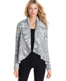 Grace Elements' marled sweater looks chilly-chic with a scalloped shawl collar and modern fit.