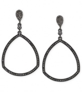 Shapely and stylish. This pair of drop earrings from Vince Camuto is crafted from hematite-tone mixed metal with glass crystal pave accents adding a sparkling touch. Approximate drop: 2-1/2 inches.