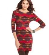 Teeming with autumnal hues, this fitted sheath dress from American Rag makes it easy to welcome colder temps. Style the dress with tights and boots for a look that's right for fall.