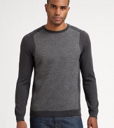 A unique design with unparalleled style, defines this two-toned jacquard sweater knitted from superior virgin wool.CrewneckRibbed knit collar, cuffs and hemVirgin woolHand washImported