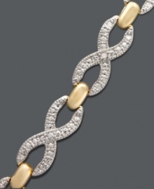 A sweet kiss of sparkling style. Victoria Townsend's X link bracelet shines with the addition of sparkling diamond accents set in 18k gold over sterling silver. Approximate length: 7 inches.