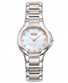 Elegant rose-gold and sparkling diamonds add sophistication to this timepiece from Citizen's Signature Fiore collection. Powered by Eco-Drive, harnessing natural and artificial light, never needing a battery.