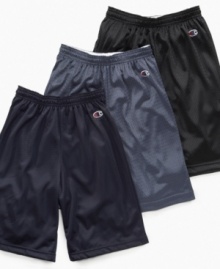 Playing or lounging, he'll be comfortable in these mesh shorts from Champion.