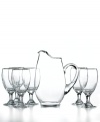 Modern curves and a dishwasher-safe design make this glassware set a clear winner for casual entertaining. The large pitcher – perfect for water, sangria or fruit punch – keeps refills to a minimum.