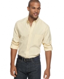 Streamline your dressy-casual look with this striped shirt from Club Room.