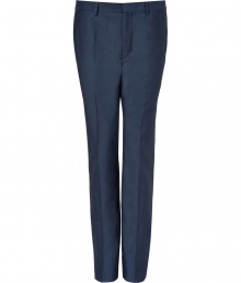 A smart pair of slim dress trousers are an essential in any wardrobe, and PS by Paul Smiths blue-grey, wool and mohair pants are a modern must - Contemporary cut is slim, with flattering, leg-elongating crease detail - Tab waist with belt loops and zip fly - Slash pockets at sides, welt pockets at rear - Polished and elegant, perfect for pairing with a button down and blazer, a cashmere pullover or a t-shirt and leather jacket