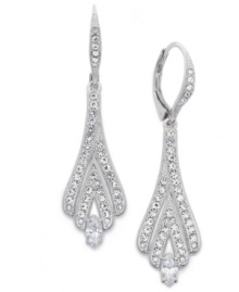 Add elegance to any look with the perfect sparkle. Eliot Danori's stunning leverback earrings feature cubic zirconias (3/8 ct. t.w.) and crystals for optimum shine. Set in rhodium-plated mixed metal. Approximate drop: 2 inches.