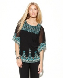 INC's embroidered top makes getting the boho-chic look so easy! Intricate embroidery adds to the global-glam look.