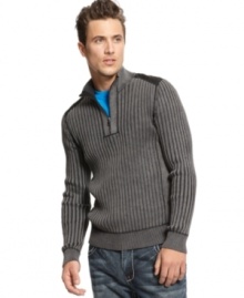 Layer up in this cozy INC International Concepts mock neck sweater.