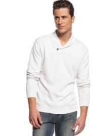 This INC International Concepts sweater has a handsome shawl neck and a classic fit.