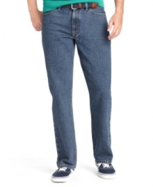 A classic fit and a flat front style give these Izod jeans their timeless appeal.