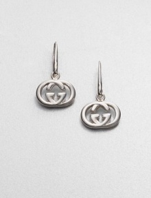 From the Britt Collection. Gleaming double G logos of sterling silver, signature symbols of Gucci style. Sterling silver Length, about 1 Ear wire Made in Italy