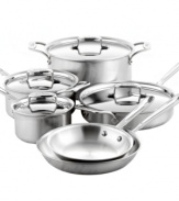 Only the best for you! This professional collection brings confidence back to your kitchen with attractive, uniquely shaped brushed stainless steel pieces that feature five alternating layers of aluminum and stainless steel for unrivaled heat distribution and retention. Compatible on all stovetops, this versatile collection masters the art of cooking. Lifetime warranty.