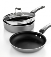 Need a little health? Weight Watchers is to the rescue with a smart saute pan, skillet and straining set. Aluminum cores, Easy Glide Action nonstick finishes, ergonomic handles and more make this set a convenient, versatile and healthy addition to any kitchen. Lifetime warranty.