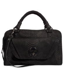 Wildly practical. Exquisite croc-embossed leather and subtle accents lend a luxe look to this ladylike satchel from Elliott Lucca. With slender shoulder strap and plenty of pockets, it's destined to be your most coveted carryall.