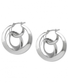 Go for the unexpected. These Jones New York hoop earrings cover new ground with a doubled-up design. Crafted in silver tone mixed metal. Approximate diameter: 1-1/4 inches.