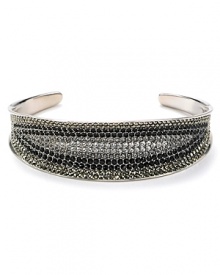 Crystal stones dress up this Judith Jack cuff and offer a glamorous complement to its striking sterling silver setting.