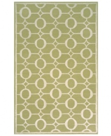 Melding effortless, modern design with a cool sage green, the Arabesque area rug transforms a room with ideal texture, style and function. Hand-tufted, ultra-durable and so easy to clean, it is UV light stabilized to resist fading, whether used indoors or out.